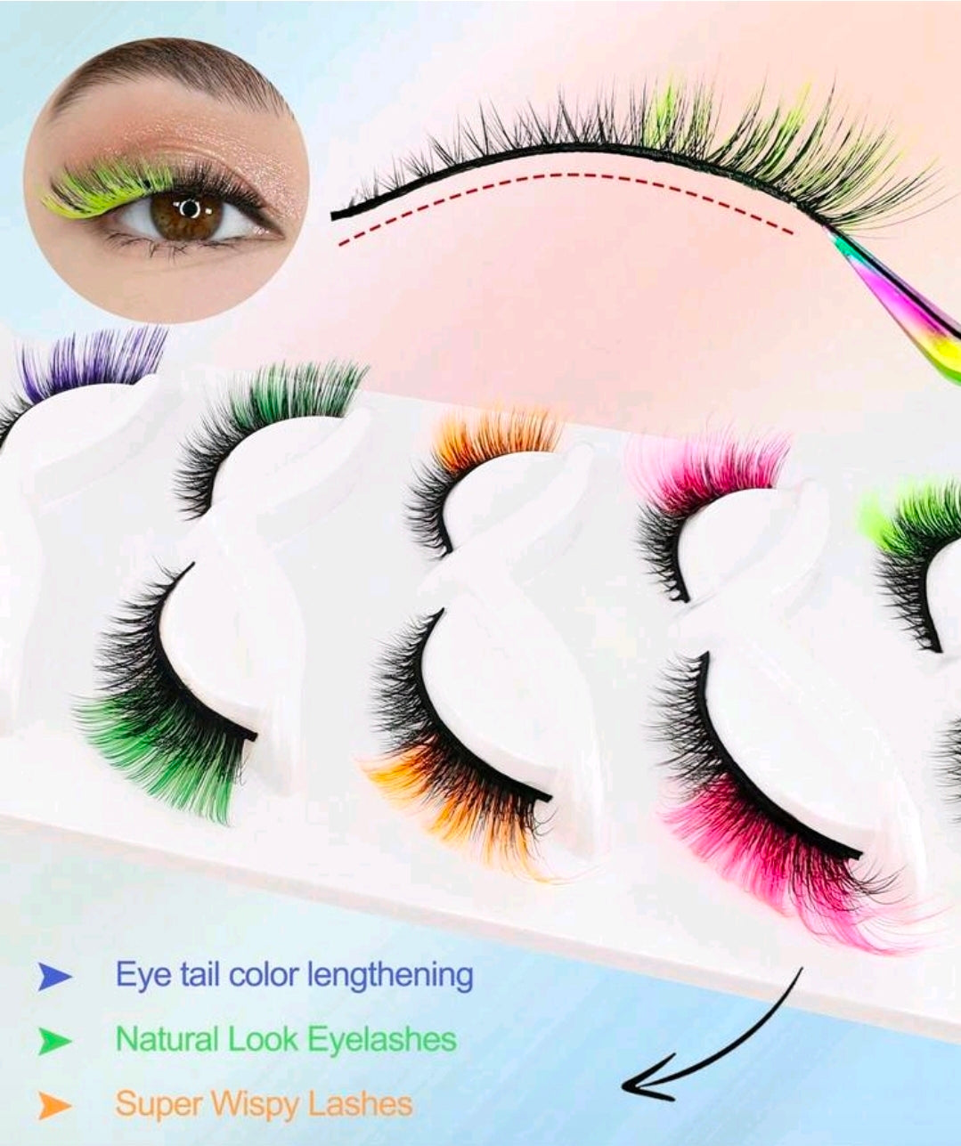 5 Pair Neon tray Eyelashes